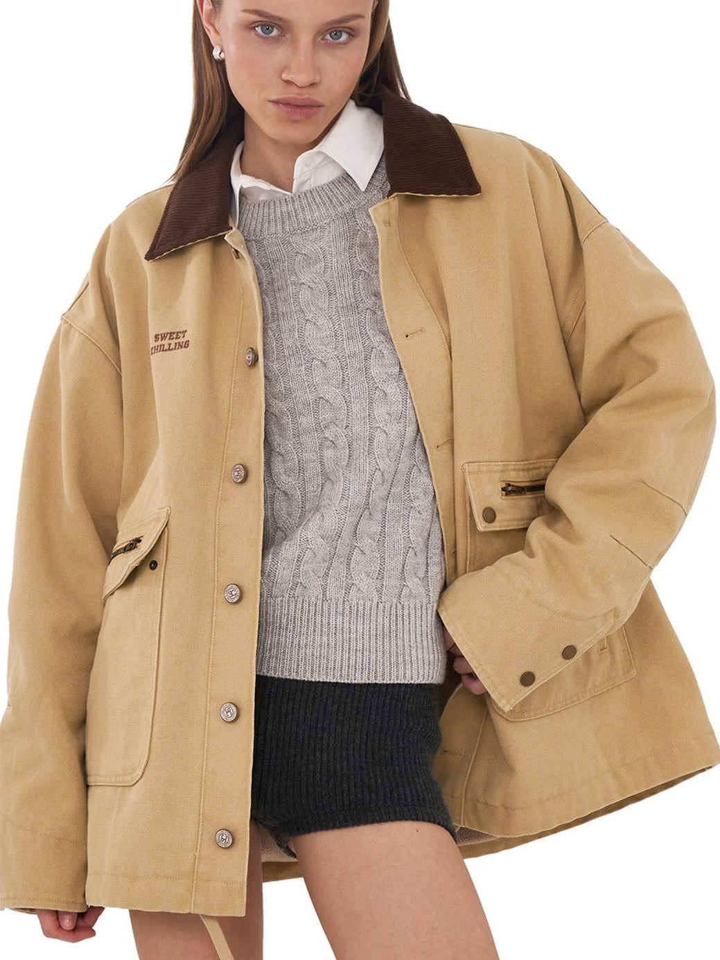 SweetChilling American Vintage Heavy Duty Fleece Lined Convertible Hem Women&
