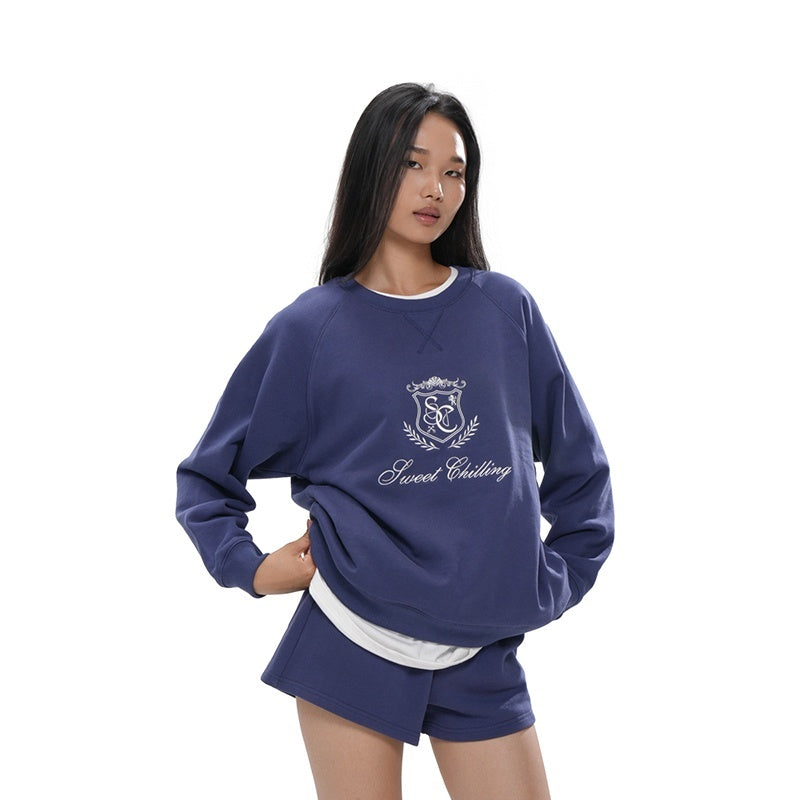 SweetChilling_Applique_Embroidered_Crewneck_Pullover_Women&