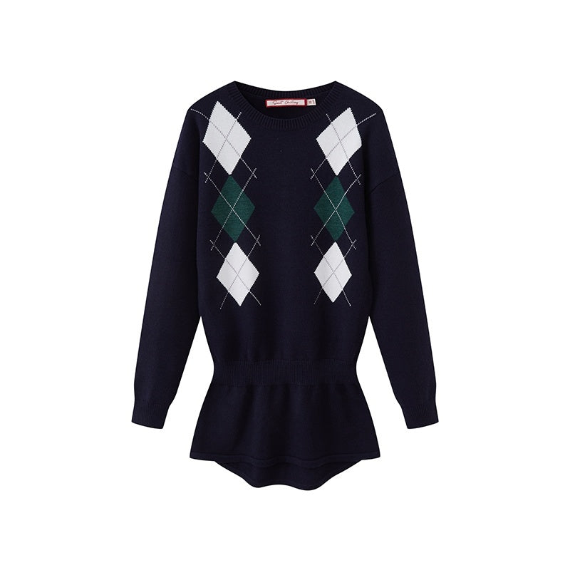 SweetChilling_Argyle_Jacquard_Wrap_Long_Sleeve_Women&