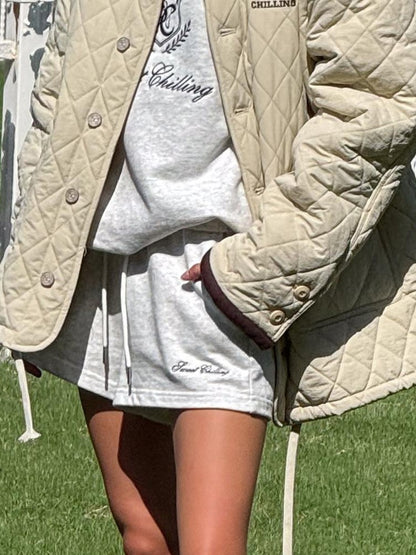 SweetChilling Army Green Quilted Vintage Cropped Women&