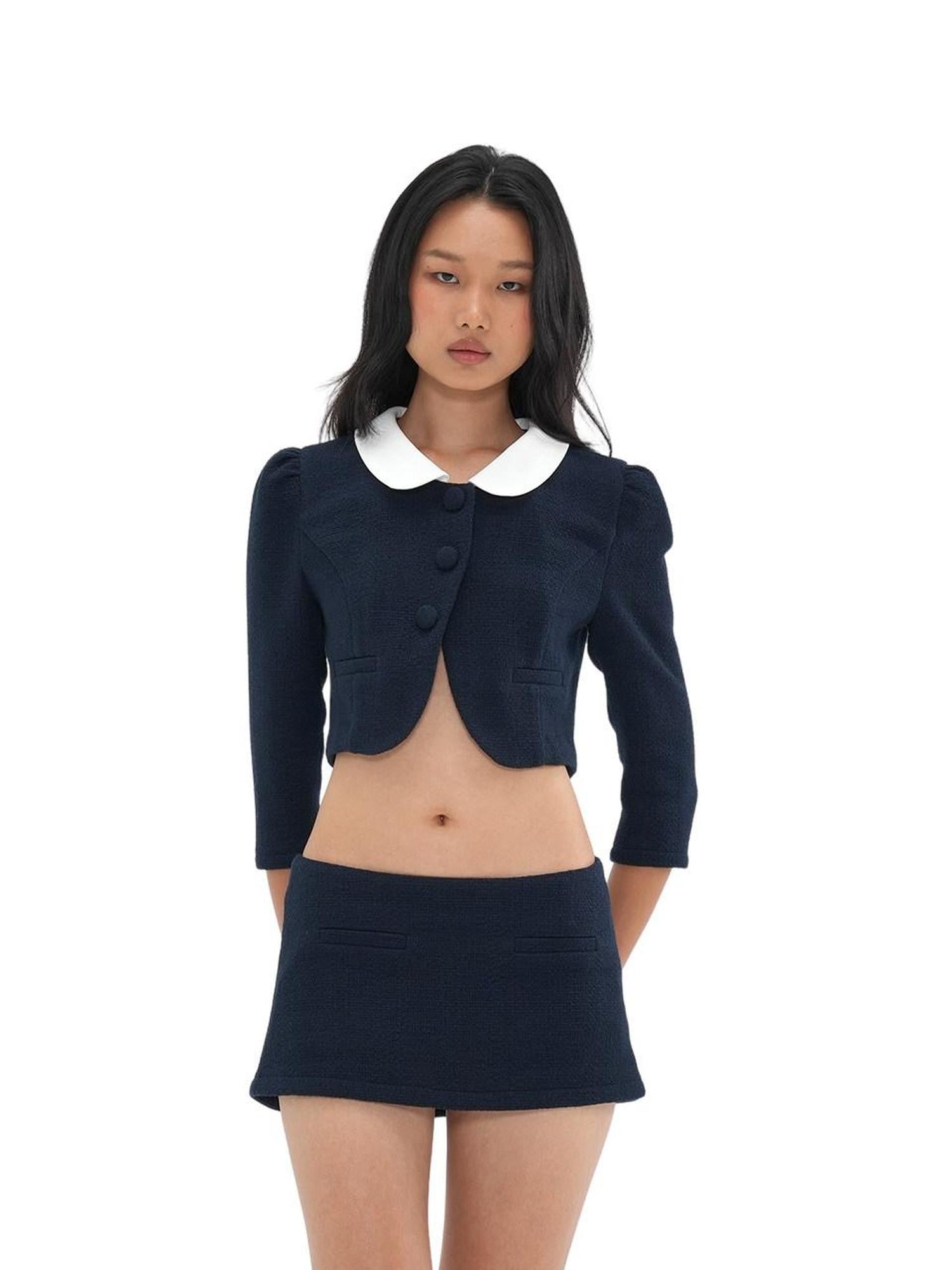 SweetChilling Asymmetric Colorblock Textured Round Neck Women&