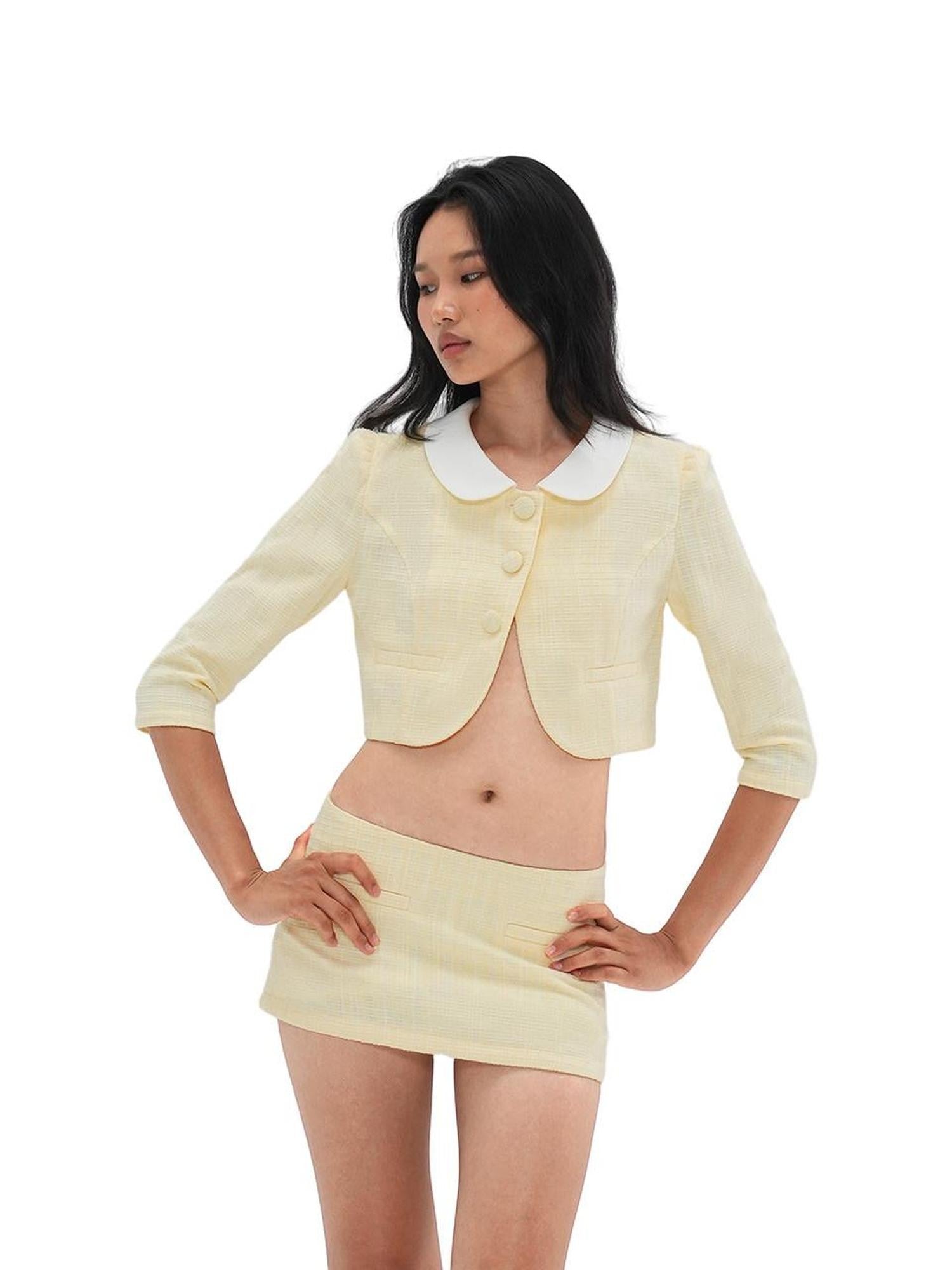 SweetChilling Asymmetric Colorblock Textured Round Neck Women&