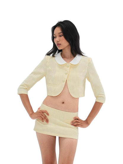 SweetChilling Asymmetric Colorblock Textured Round Neck Women&