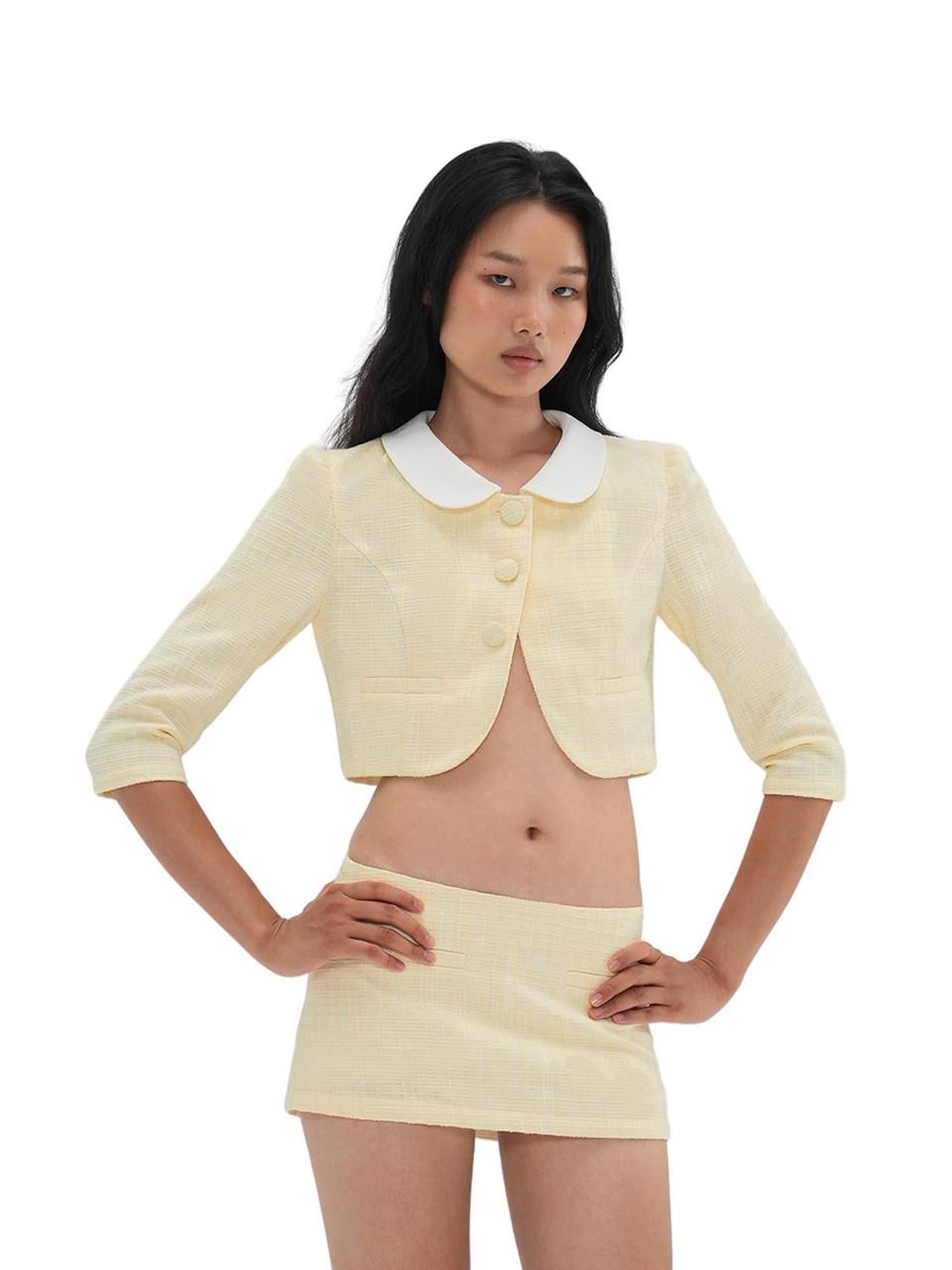 SweetChilling Asymmetric Colorblock Textured Round Neck Women&