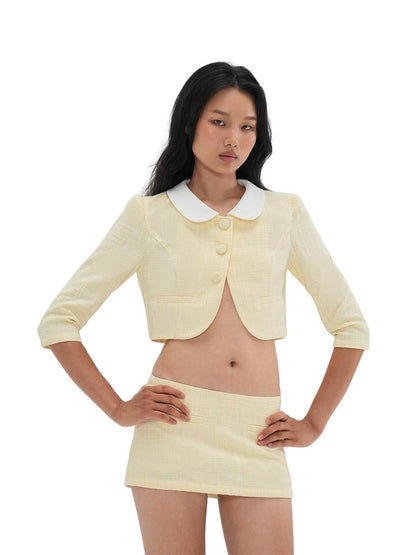 SweetChilling Asymmetric Colorblock Textured Round Neck Women&