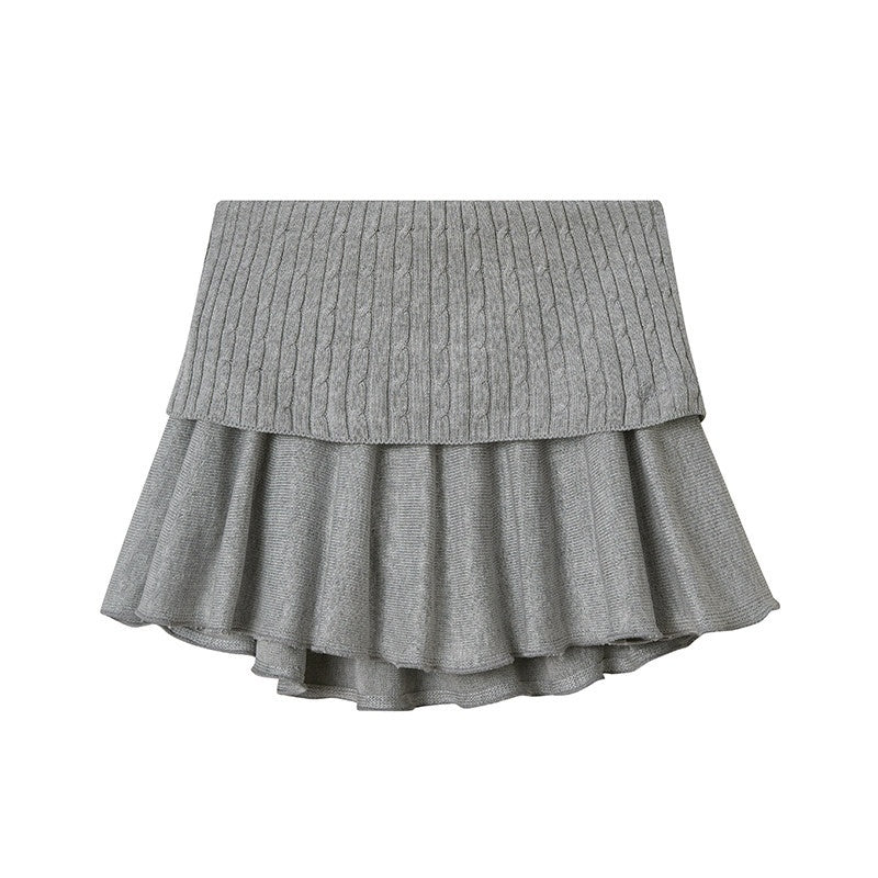 SweetChilling Beige Knit Ruched Waist Short Sleeve Women&