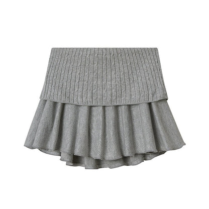 SweetChilling Beige Knit Ruched Waist Short Sleeve Women&