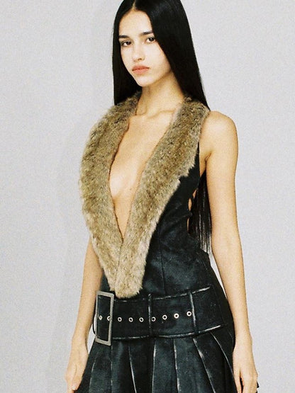 SweetChilling Black Halter Neck Sleeveless Fitted Women&