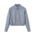 SweetChilling Blue Plaid Long Sleeve Shirt Jacket Bustier Women&