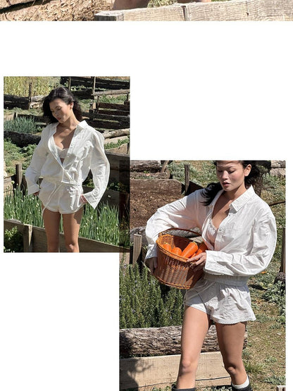 SweetChilling Blue Plaid Long Sleeve Shirt Jacket Bustier Women&