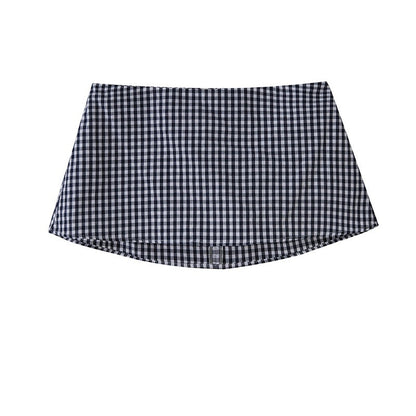 SweetChilling Blue Plaid V-neck Long Sleeve Waist Cinch Women&