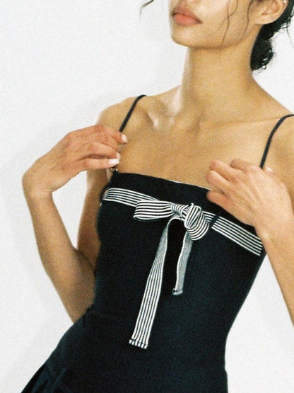 SweetChilling Bow Detail Pleated Solid Women&