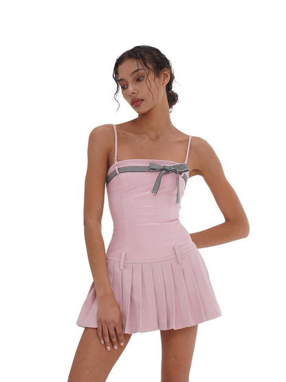 SweetChilling Bow Detail Pleated Solid Women&