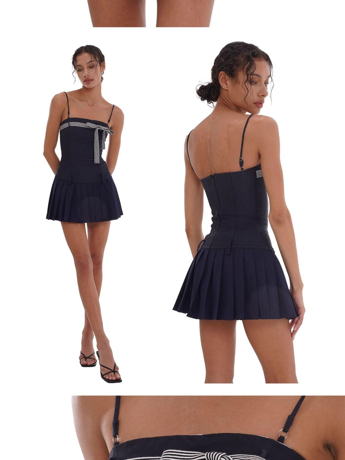 SweetChilling Bow Detail Pleated Solid Women&