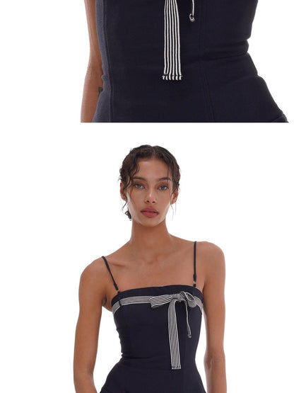 SweetChilling Bow Detail Pleated Solid Women&