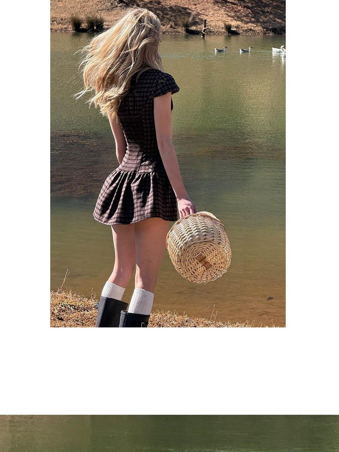 SweetChilling Brown Pastoral Collared Waist Cinch Women&