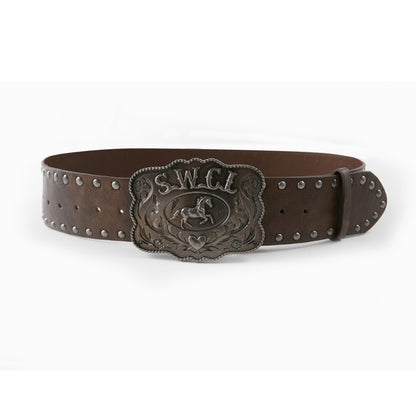 SweetChilling Brown Western Studded Heavywork Women&
