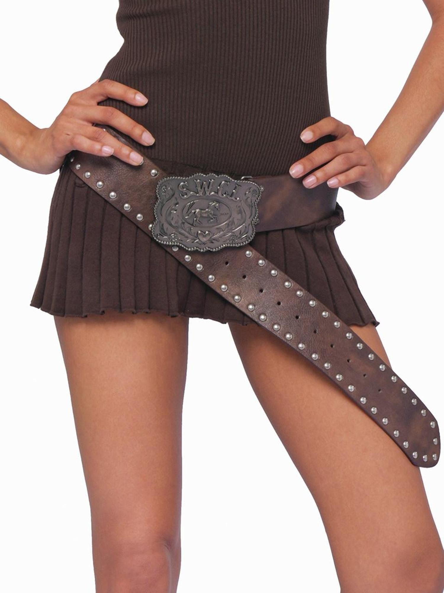 SweetChilling Brown Western Studded Heavywork Women&