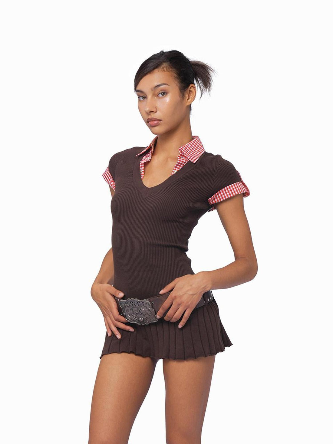 SweetChilling Brown Western Studded Heavywork Women&