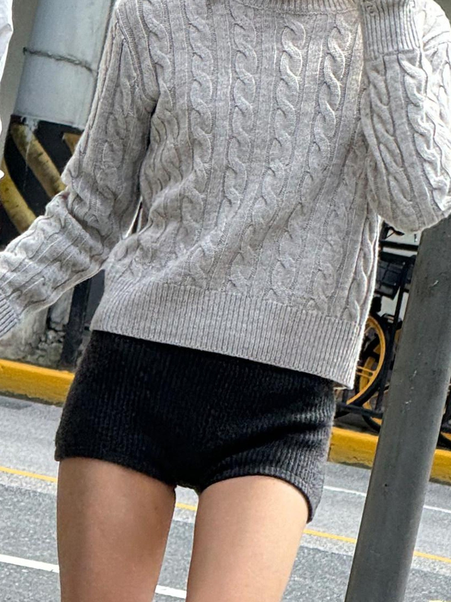 SweetChilling Cable Knit Colorblock Loose Fit Women&