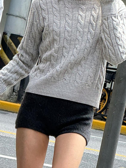 SweetChilling Cable Knit Colorblock Loose Fit Women&
