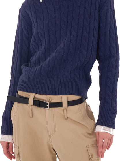 SweetChilling Cable Knit Colorblock Loose Fit Women&