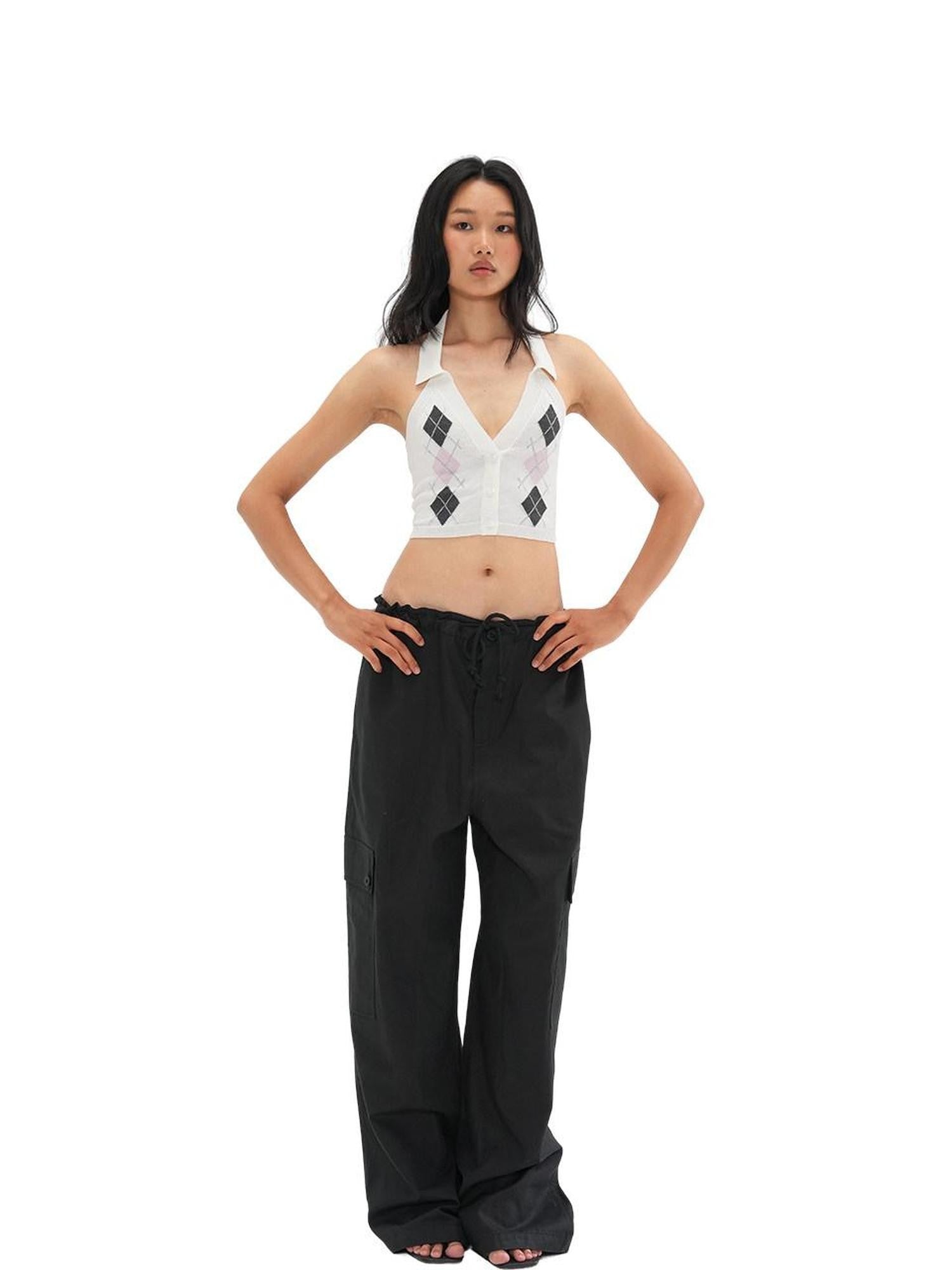 SweetChilling Camo Adjustable Waist Low Rise Loose Straight Women&