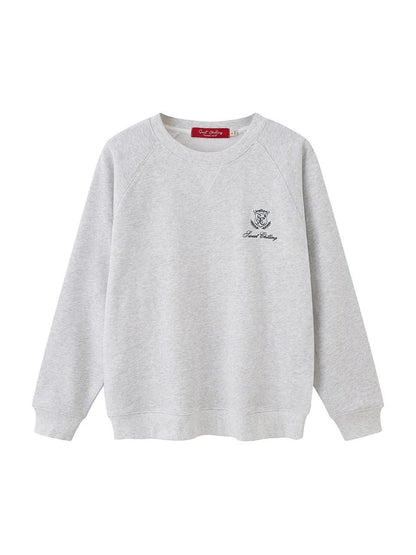 SweetChilling Casual Embroidered Logo Crewneck Pullover Women&