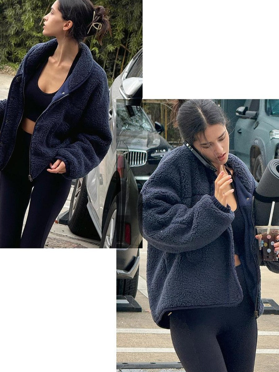 SweetChilling Casual Slouchy Cape Hooded Zipper Women&