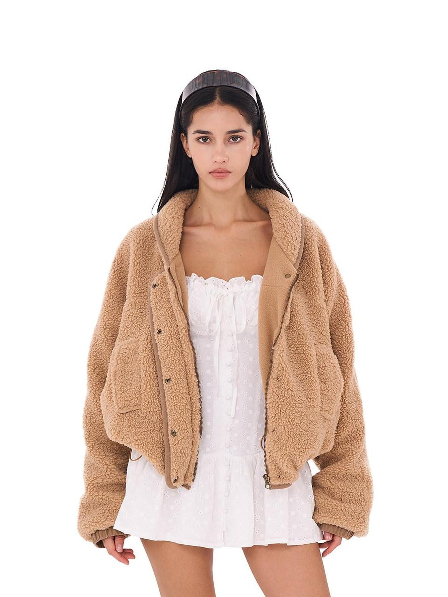SweetChilling Casual Slouchy Cape Hooded Zipper Women&