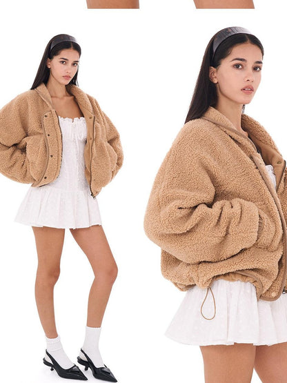 SweetChilling Casual Slouchy Cape Hooded Zipper Women&