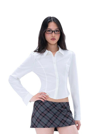 SweetChilling Casual Waist Cinched Slimming Long Sleeve Lapel Women&