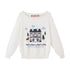 SweetChilling Christmas Cottage Jacquard Crewneck One Shoulder Women&