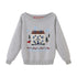 SweetChilling Christmas Cottage Jacquard Crewneck One Shoulder Women&