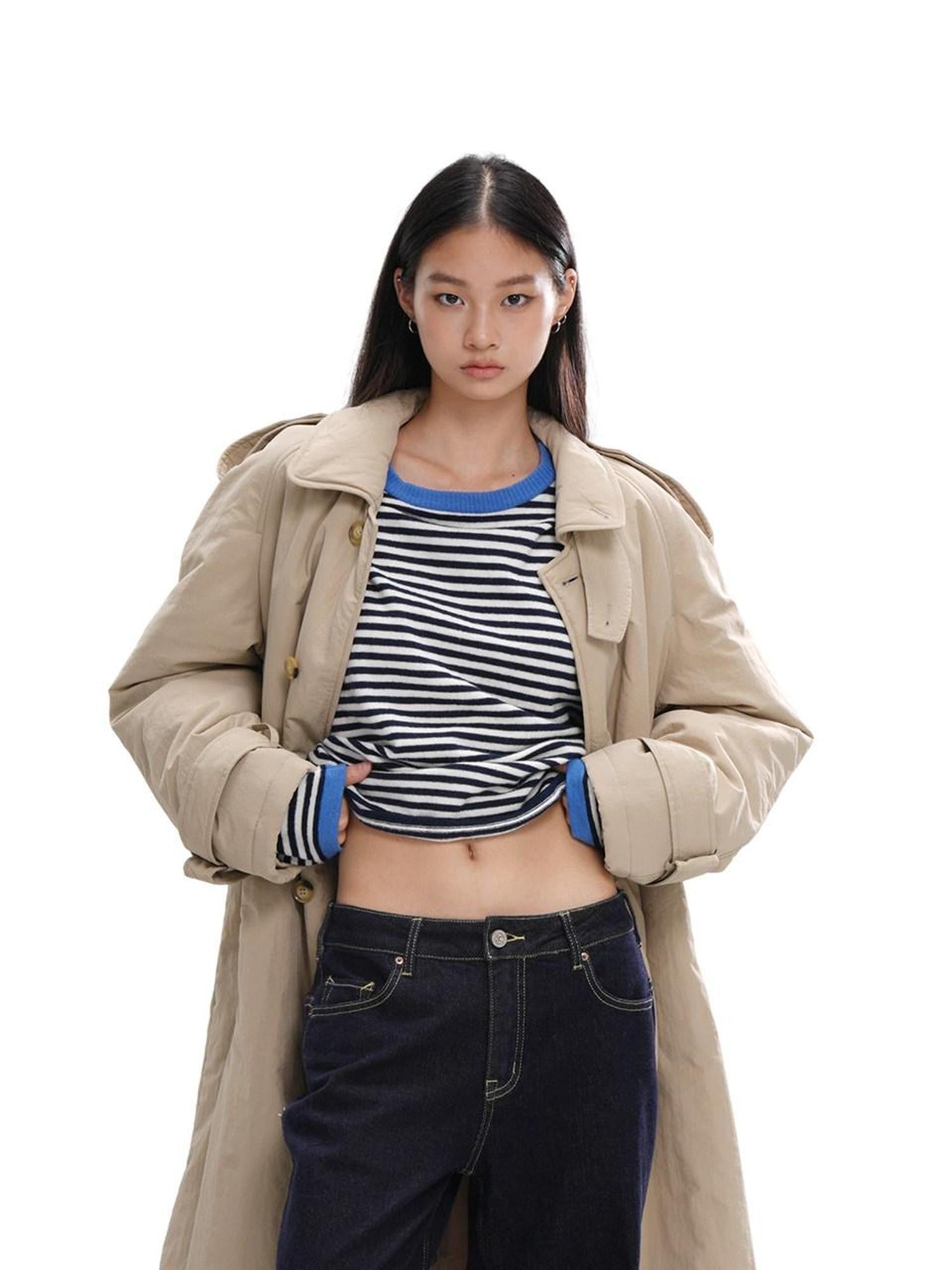 SweetChilling Classic Quilted Single Breasted Mid Length Slim Women&