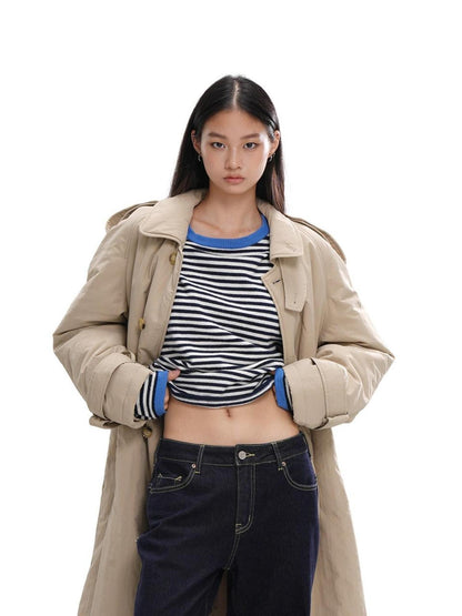 SweetChilling Classic Quilted Single Breasted Mid Length Slim Women&