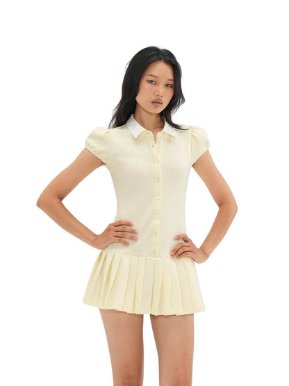 SweetChilling Clean Girl Fake Two Piece Pleated Women&