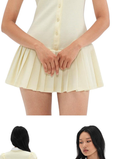 SweetChilling Clean Girl Fake Two Piece Pleated Women&