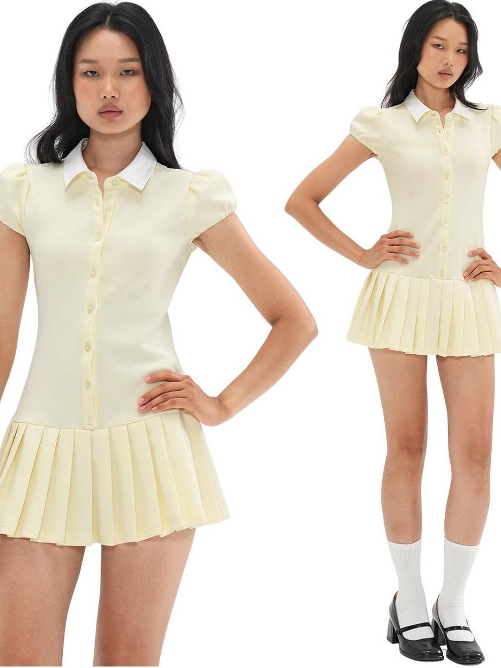 SweetChilling Clean Girl Fake Two Piece Pleated Women&