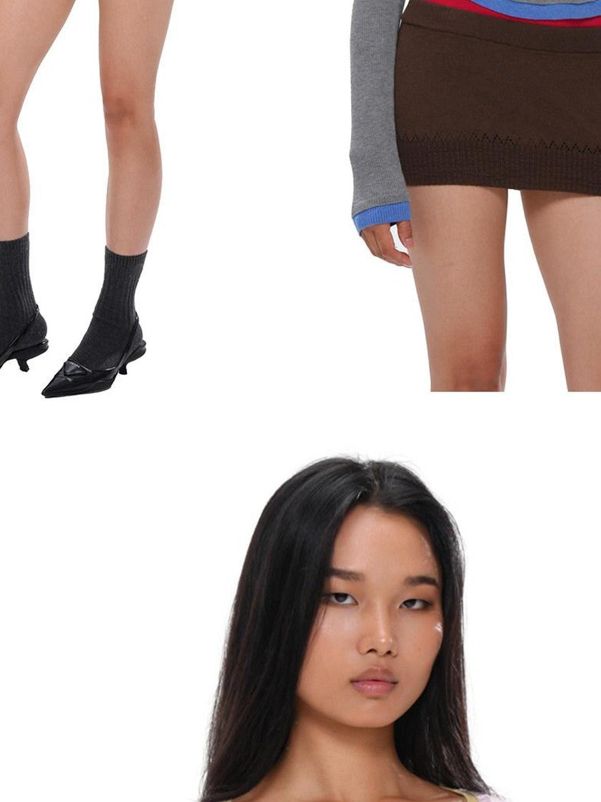 SweetChilling Colorblock Layered Faux Two Piece Knit Women&