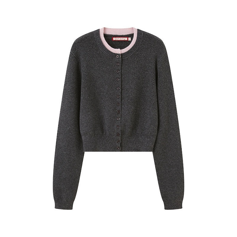 SweetChilling Colorblock Long Sleeve Cardigan Vest Women&