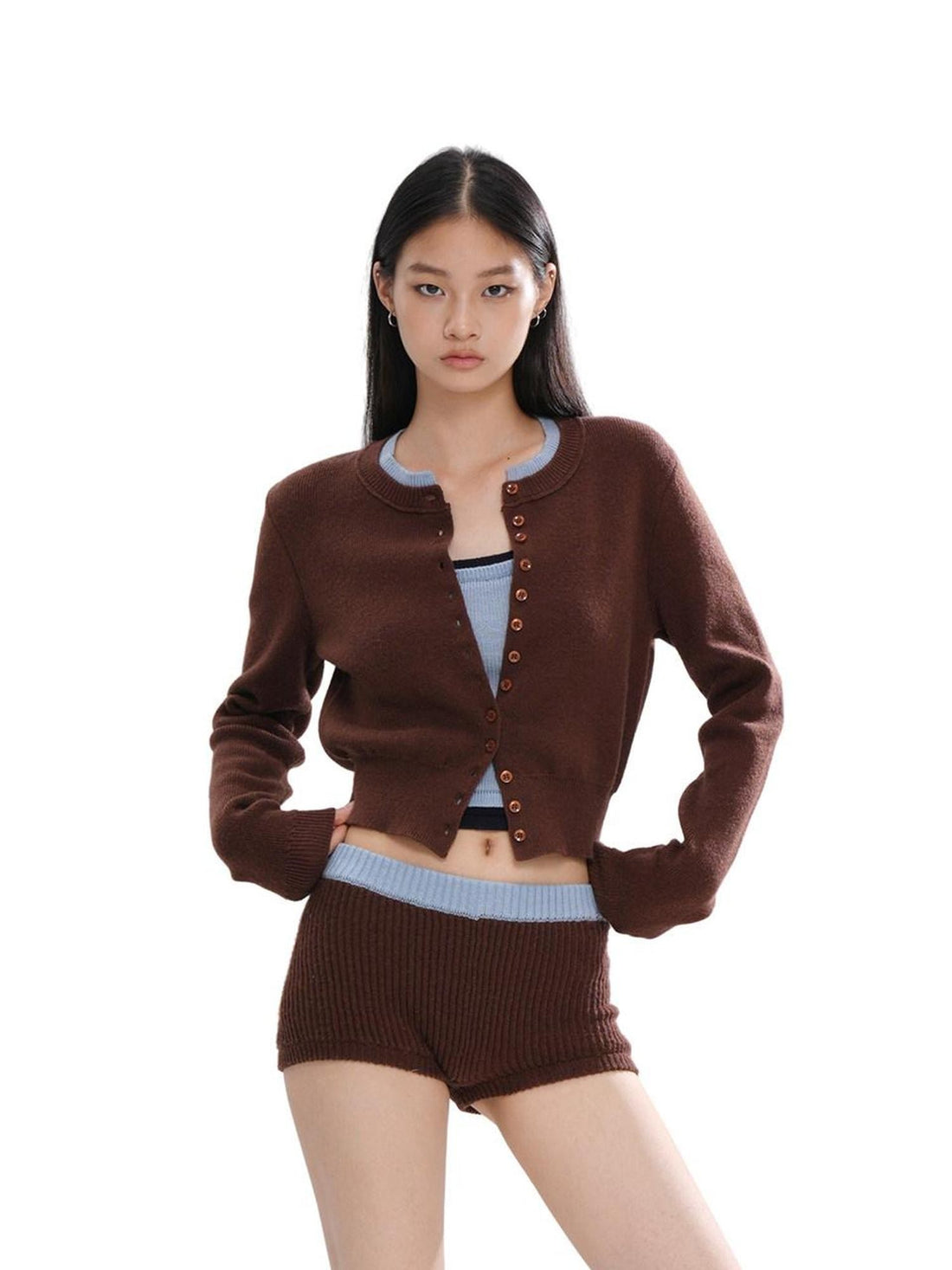 SweetChilling Colorblock Long Sleeve Cardigan Vest Women&