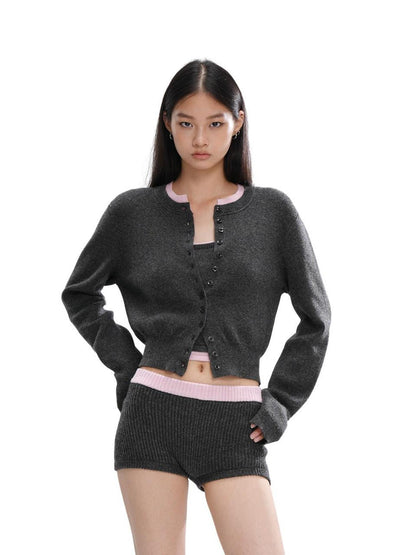 SweetChilling Colorblock Long Sleeve Cardigan Vest Women&