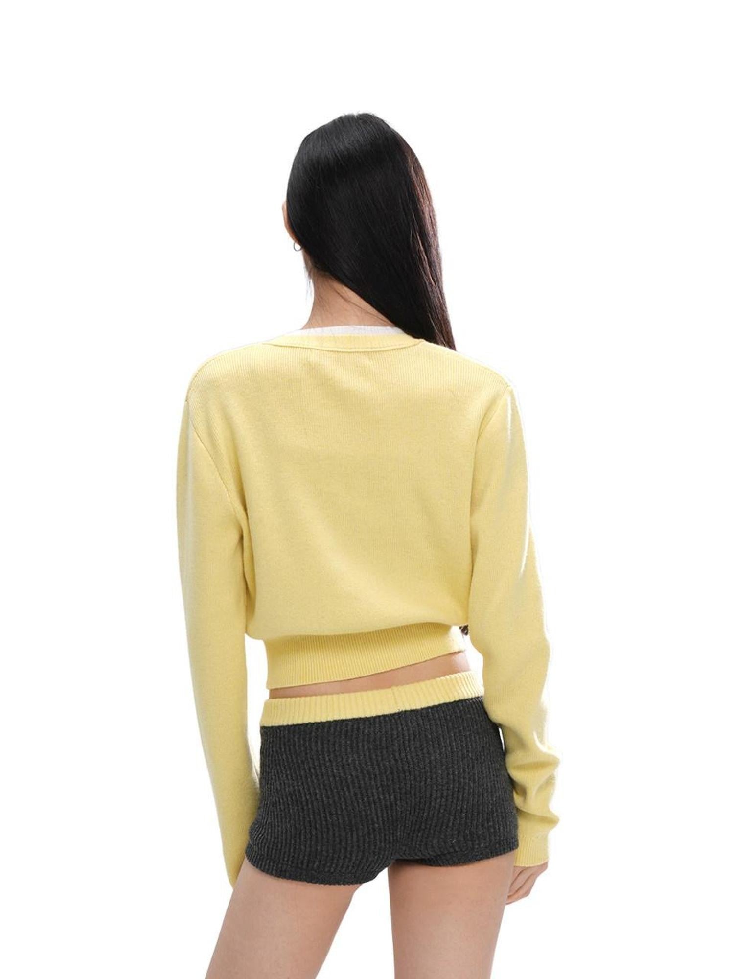 SweetChilling Colorblock Long Sleeve Cardigan Vest Women&
