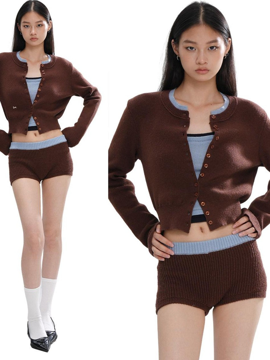 SweetChilling Colorblock Long Sleeve Cardigan Vest Women&