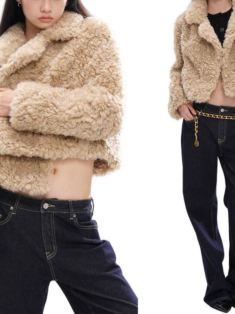 SweetChilling Cropped Button Turn Down Collar Women&