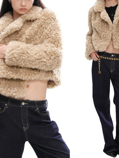 SweetChilling Cropped Button Turn Down Collar Women&