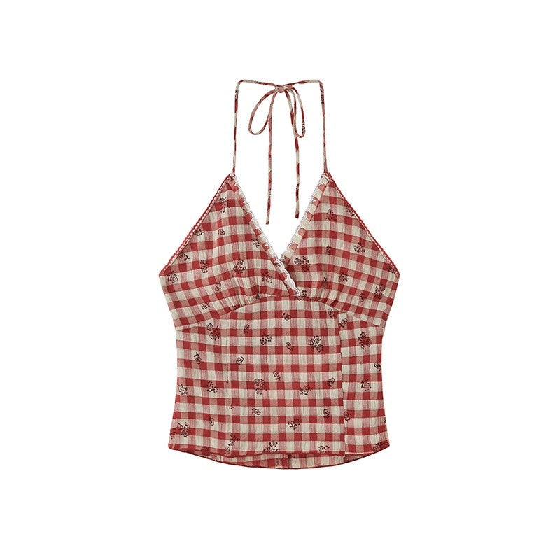 SweetChilling Cropped Embroidered Tie Neck Women&