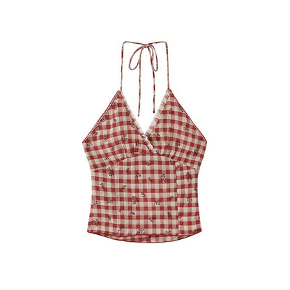 SweetChilling Cropped Embroidered Tie Neck Women&