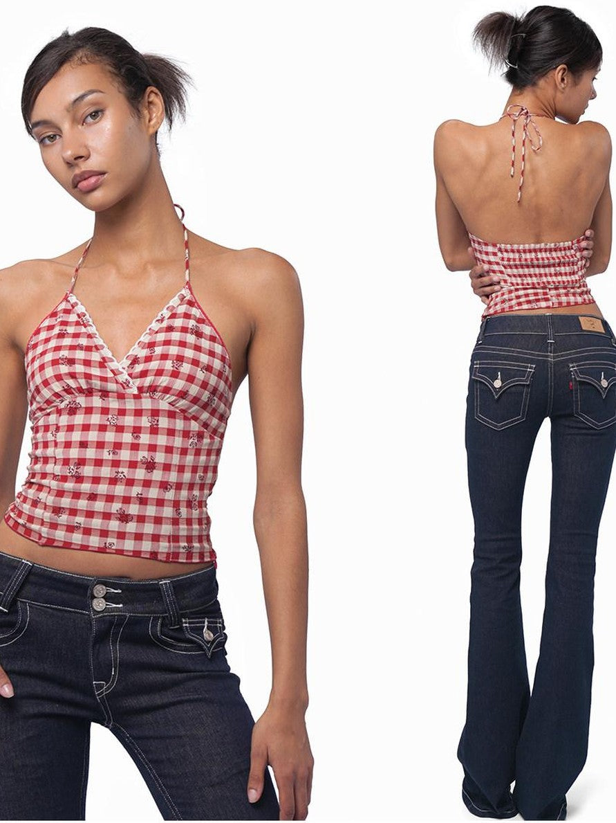 SweetChilling Cropped Embroidered Tie Neck Women&